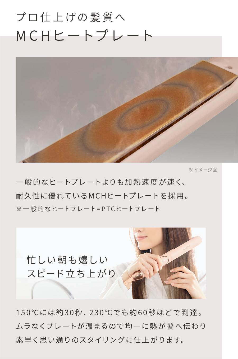 プロ仕上げの髪質へMCHヒートプレート
